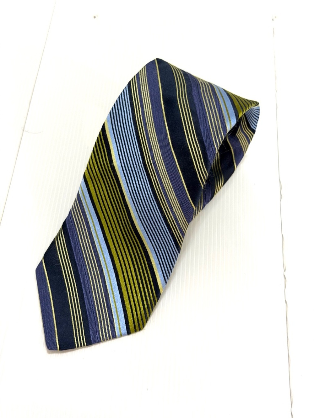 Ted Baker London Men’s Striped Silk Tie – Blue & Green Paisley Lining Made in US